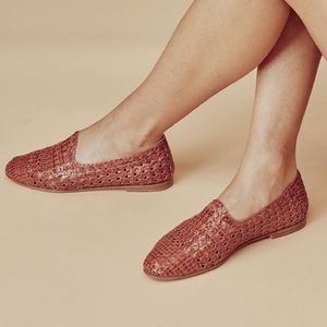 For Love & Lenons Brown Leather Braided Woven Loafers